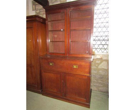 A 19th century mahogany secretaire bookcase with swan neck pediment 238 cm (full height x 125 cm x 60 cm), together with a Ge