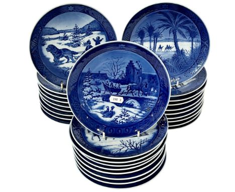 A collection of thirty Annual or Christmas Royal Copenhagen plates, early 1970s to early 2000s
