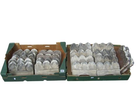 A collection of Gothic revival garden edging tiles including salt glazed examples with repeating arch and floret designs (20)
