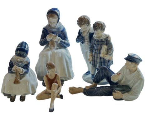 Five Royal Copenhagen ceramic groups 