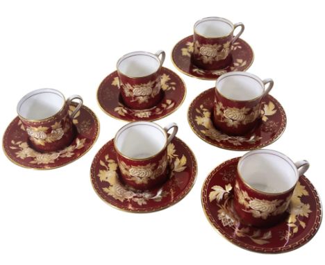 A Wedgwood Tonquin Ruby coffee service for six with sandwich plate 