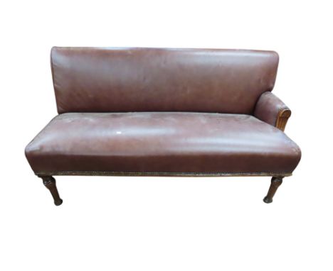 A late 19th century single end sofa on turned supports, 160cm long