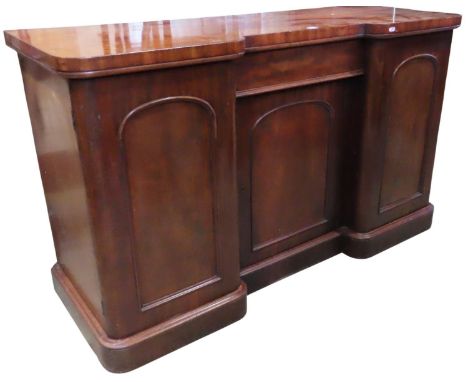 A 19th century mahogany sideboard with fitted pedestal supports, 92 cm high, 153 x 55 cm