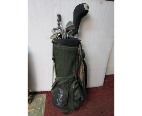 A Ping golf bag and clubs 