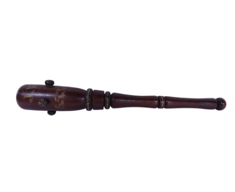 A 19th century wooden club initialled 'J.W. 5534', 66cm long