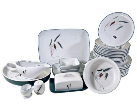 A large collection of Denby Wheatear pattern table ware, comprising graduated plates, tureens, bowls, tea and coffee ware etc