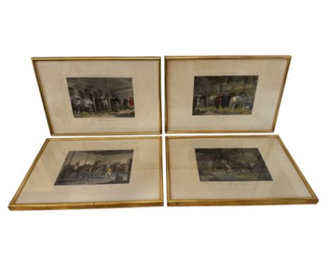 Eight framed prints, drawings and objects to include: H. Papprill after John Frederick Herring Snr. (1795-1865) - Fore's Stab
