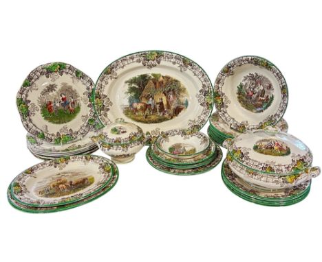 A large collection of Spode Byron pattern dinner and tea ware, comprising graduated plates, tureens, teacups, saucers, tea an