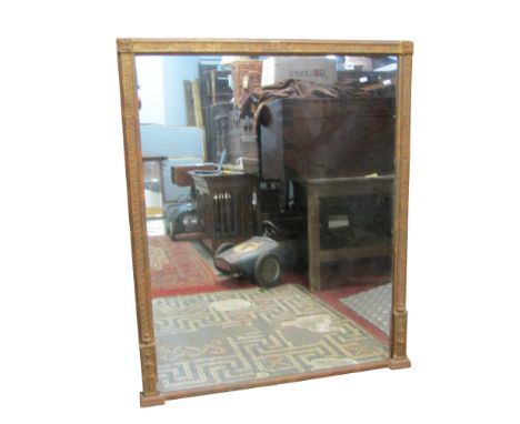 A 19th century gilt framed overmantle mirror with repeating Greek Key surround, 130 x 107cm