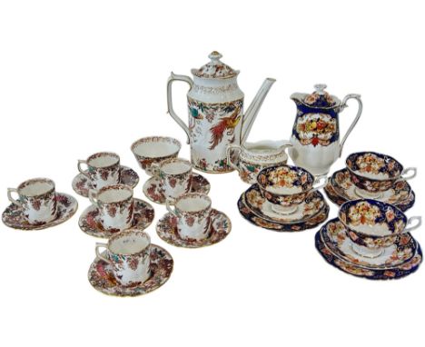 A Royal Crown Derby Olde Avesbury coffee set for six together with a quantity of Royal Albert Heirloom pattern tea ware 