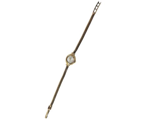 Rotary: A lady’s vintage 9ct yellow gold cased cocktail wristwatch, 15mm textured case, on 9ct yellow gold textured strap, 14