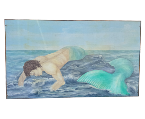 Mitch (20th Century) - A very large painting of a merman, acrylic on board, signed lower right, 214 x 124 cm