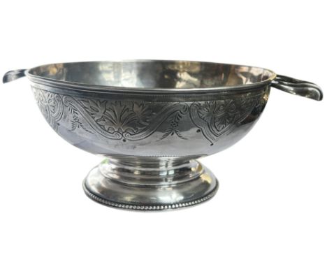 A Chinese export silver quaich with looped handles, stamped to the base, 17cm across, 6.6oz