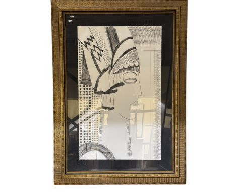 Cassie (Contemporary) - 'Mask I', charcoal/pastel on paper, signed and titled in pencil below, frame dimensions: 107 x 148 cm
