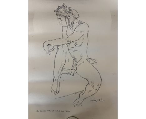 Trevor Willoughby (1926-1995) - Two life drawing nude studies, charcoal on paper, both signed, one dated 1992 with a personal