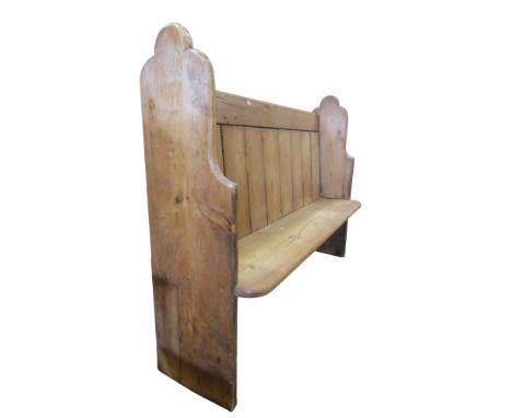 A rustic pale stripped pine pew/hall bench, 115cm high x 149cm x 33cm