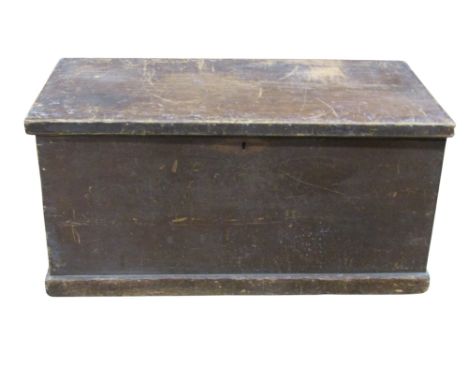 An old rustic pine coffer, hinged cover, carrying handles, 45cm high x 89cm x 45cm