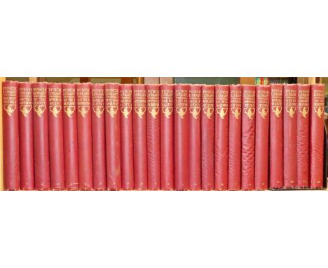 The Punch Library of Humour (23 of a 25 volume set - missing volumes 20 & 23) bound in burgundy cloth edited by J A Hammerton