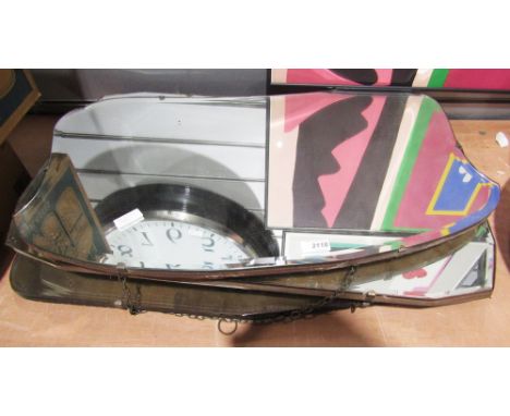 Four Art Deco style wall mirrors with bevelled glass edges, mounted on boards (4)&nbsp;