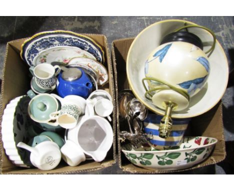 Bridgewater fruit decorated serving bowl, Royal Worcester Evesham quiche dish, Emma Bridgewater floral decorated espresso cup