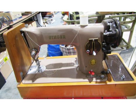 Singer 201K sewing machine, serial no EN151623, fitted with a Singer sewing motor, serial no K9263839, all contained in case 