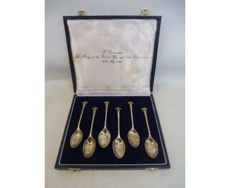 A cased set of six silver teaspoons, 'To Commemorate The Marriage of the Prince of Wales and Lady Diana Spencer 29th July 198