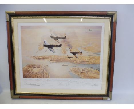 A large framed and glazed limited edition print 'The Official George Cross Island Association 60th Anniversary' depicting 249