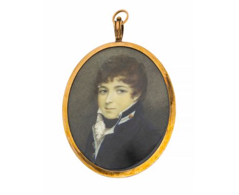 Mary Ann Knight (1776-1851), Portrait of Midshipman Richard Thorold,  watercolour on ivory, oval, approx. 5.7cm x 7cm, In a g