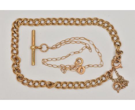 TWO 9CT GOLD BRACELETS, the first a double link bracelet, fitted with a spring clasp and additional safety, hallmarked 9ct Bi