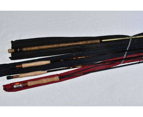 A GROUP OF FISHING RODS, comprising a HS Carbon Regent Road fly rod, 9.5ft, line weight 7-8, a 'Harrison Advanced Rods' HR 40
