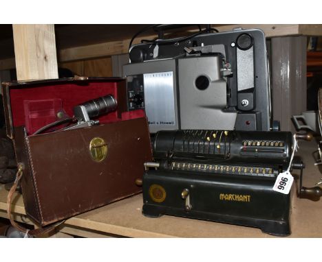 A GROUP OF THREE VINTAGE ITEMS to include a cased G.B. Howell &amp; Bell 16mm cinecamera with a Gossen Colour Finder, a Bell 