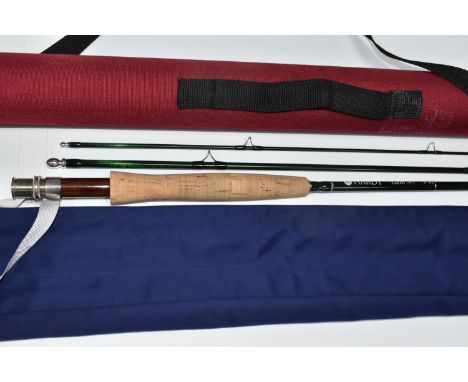 A CASED HARDY GEM MK II FLY ROD comprising three pieces marked IDA202852 9' No. 5, in a blue bag with House of Hardy patch st