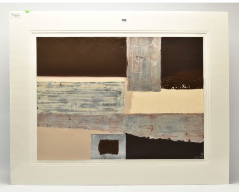 LINDA CHARLES (BRITISH CONTEMPORARY) 'CHOCOLATE BOX II', an abstract study of squares and rectangles, signed bottom right, mi