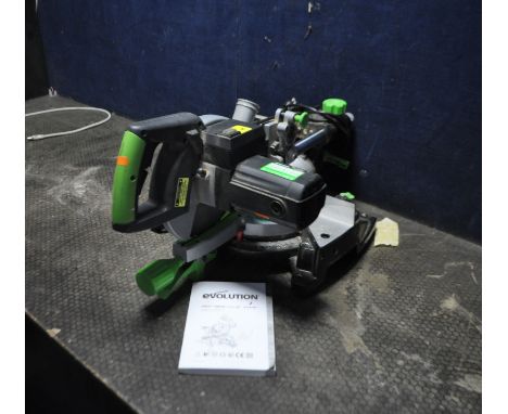 AN EVOLUTION RAGE 3 COMPOUND MITRE SAW, with 210mm blade and manual (PAT pass and working)