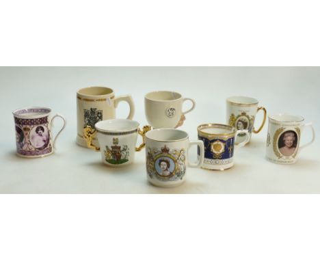Group of commemorative mugs :Commemorative mugs by Aynsley, Royal Doulton, Royal Worcester &amp; others, together with 'I Am 