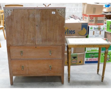 Oak Cabinet &amp; gilded 19th century occasional table (2):