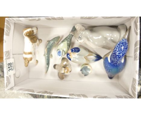 A collection of Bing &amp; Grondahl Coppenhagen figures to include Spaniel: kitten , kingfisher, chicks etc ( 8)
