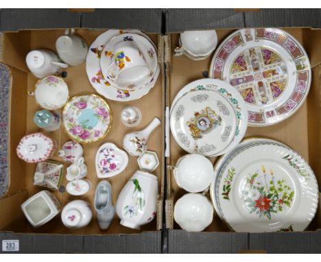 A mixed collection Spode items to include: decorated wall plates, Mikado, Spring Clover, Country Lane &amp; Filigree patterne