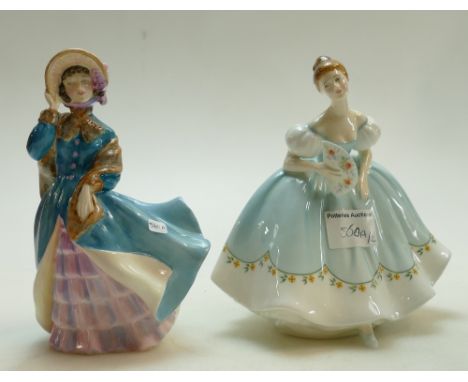 Royal Doulton Figurines First Dance HN2803: together with Delphine HN2136 (2)