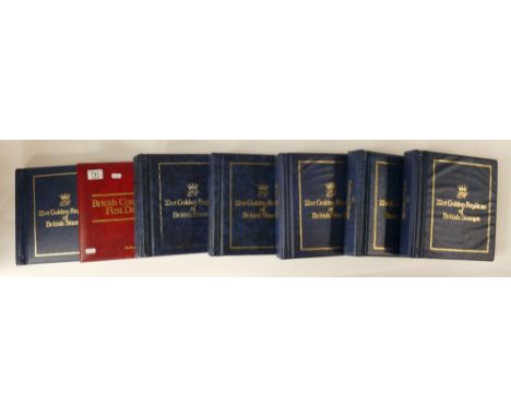 7 albums first day covers mainly 22ct golden replicas: 7 albums of first day covers - 6 albums of 22ct golden replicas and 1 