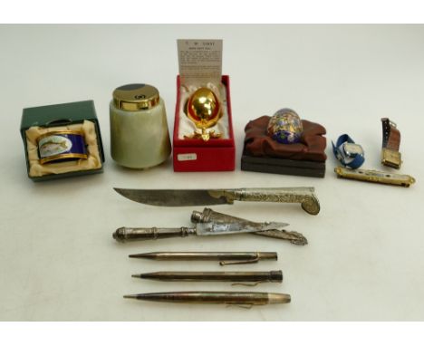 Collection silver &amp; collectors items: Collection silver &amp; collectors items including closoinne enamel egg, silver pro