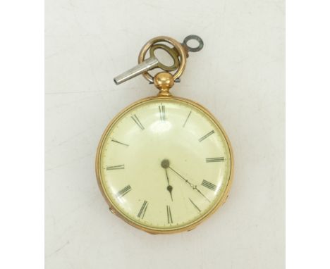 Gents pocket watch, gold coloured metal case: Gents pocket watch, gold coloured metal case.  Winds &amp; ticks. Smaller size 