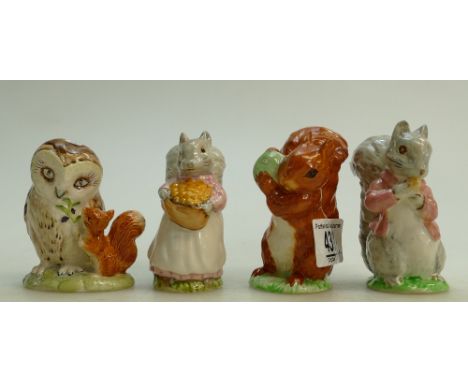 A collection of Beswick Beatrix Potter figures to include: Timmy Tiptoes, Squirel Nutkin, Goody Tiptoes &amp; Old Mr Brown(4)