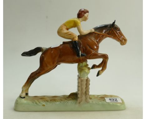 Beswick Girl on Jumping Brown Horse 939: damage noted to tail &amp; damaged ear