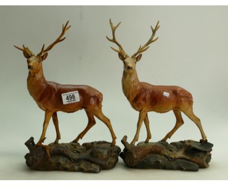 Beswick Stag's on Rocks: matt 2629 together with similar damaged item