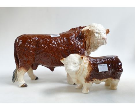 Large Melba Ware Type Butchers advertising ceramic Bull (unmarked): together with matching Cow(2)