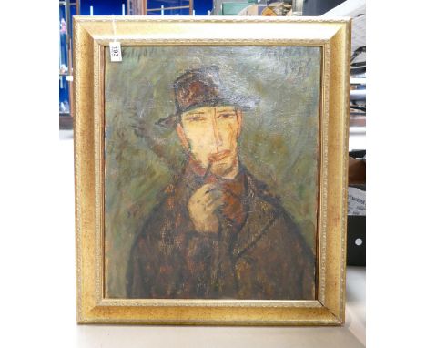 20th Century Oil on Canvas Modernist Portrait: Signature to top left, 44 x 56cm excluding frame.
