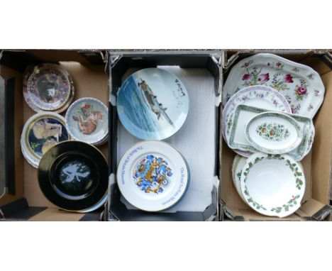 A large mixed collection of items to include: decorative wall plates with animal &amp; aircraft theme together with ironstone