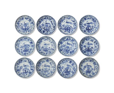 A set of twelve Chinese blue and white saucers from the Ca Mao ShipwreckQing dynasty, Yongzheng periodEach shallowly potted w
