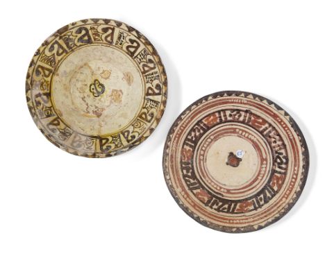 To Be Sold With No ReserveA Nishapur pottery dish and a bowlIran, 9th-10th century,the dish on a short foot, of conical form,